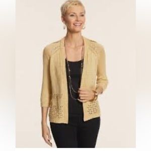 Chico’s Open Crochet Size 0 Luna Shine Cardigan. (896)